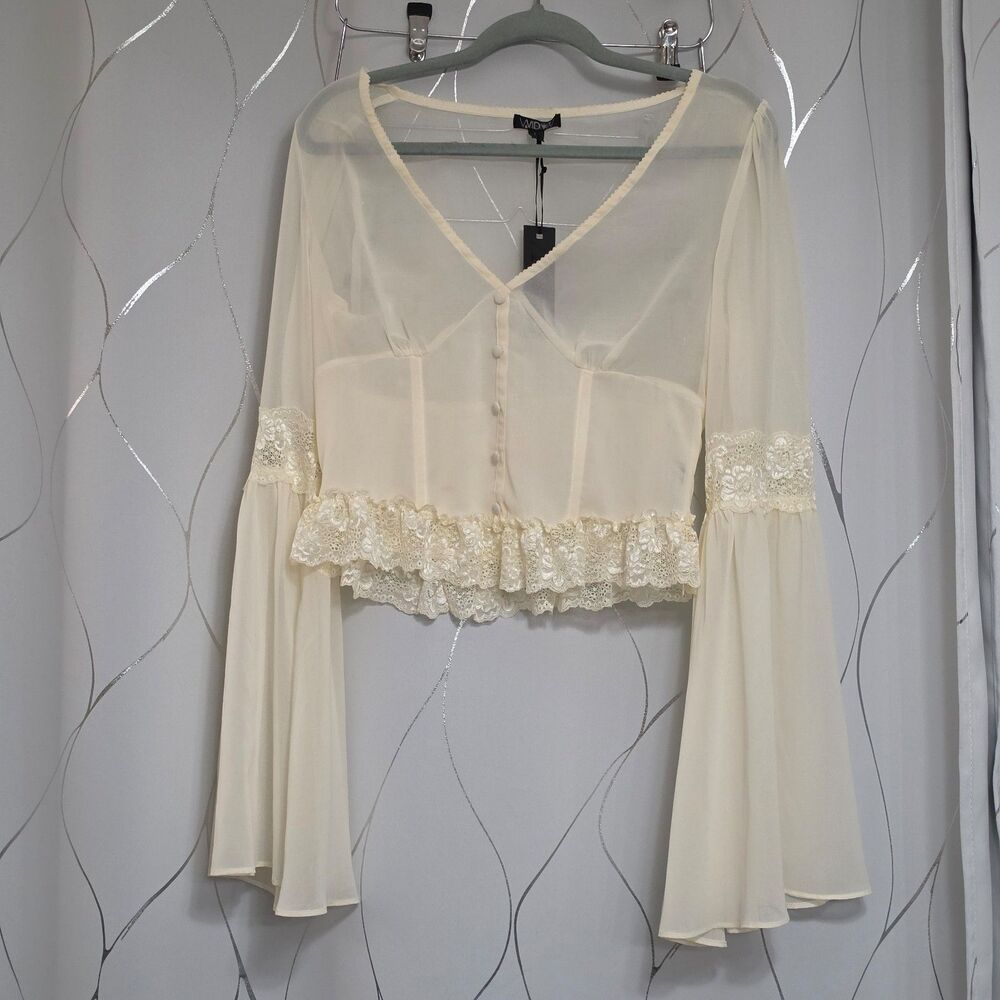Dolls Kill Shear Blouse in Ivory by Widow